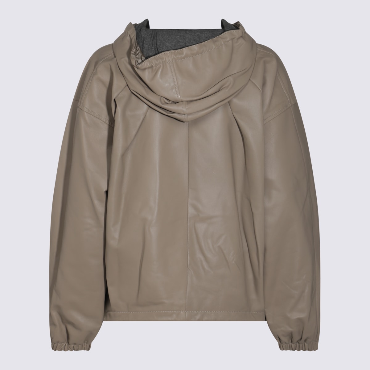 Add Beige Leather Jacket In Stone