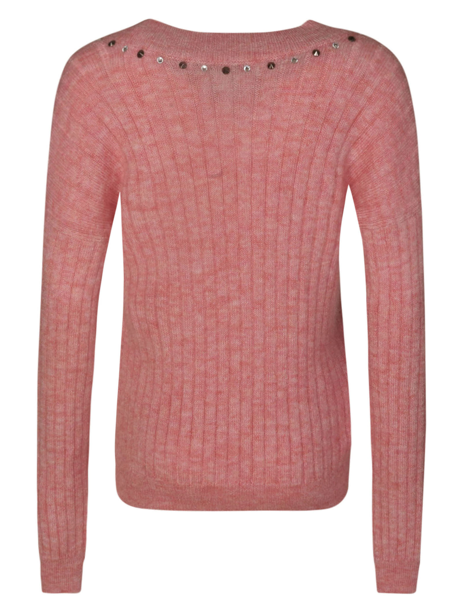 Shop Alessandra Rich Mohair Knit V-neck Jumper In Pink