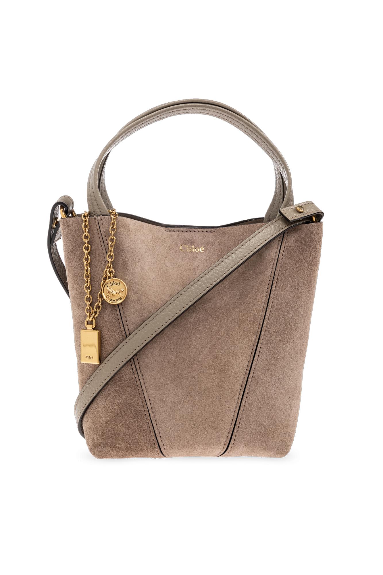 Chloé Small Suede Tote Bag With Gold-tone Hardware In Gray