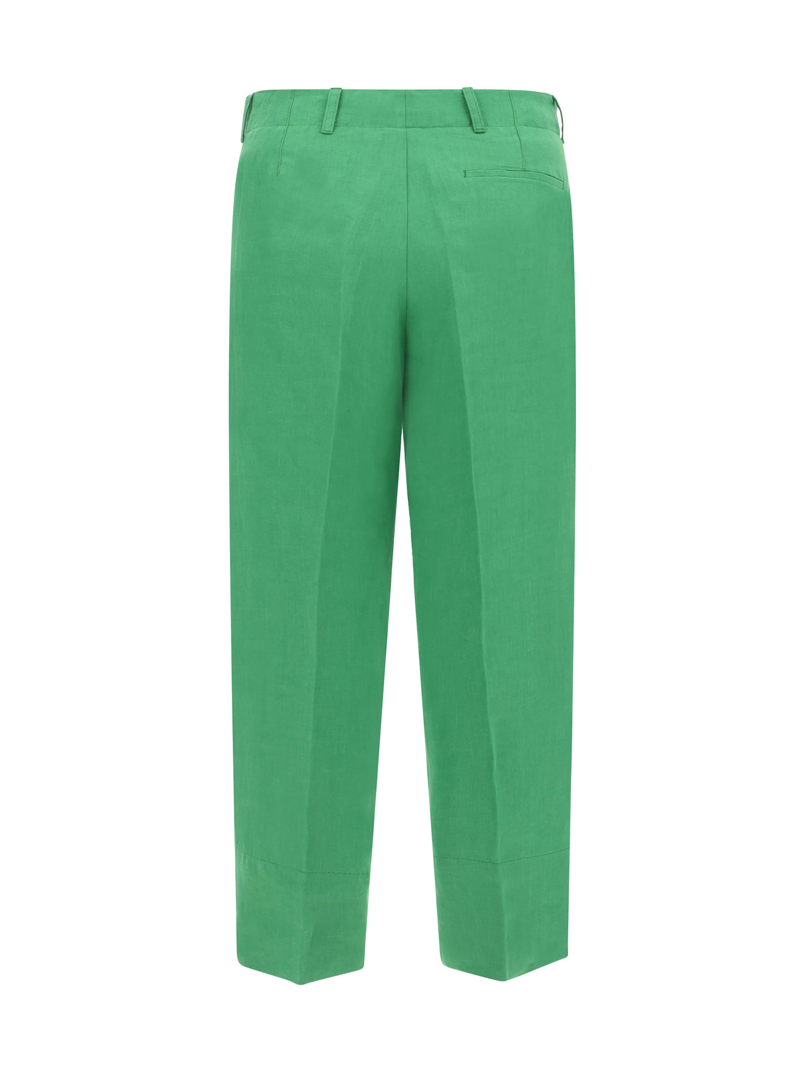 Sportmax Summer Linen Trousers Pockets In Green