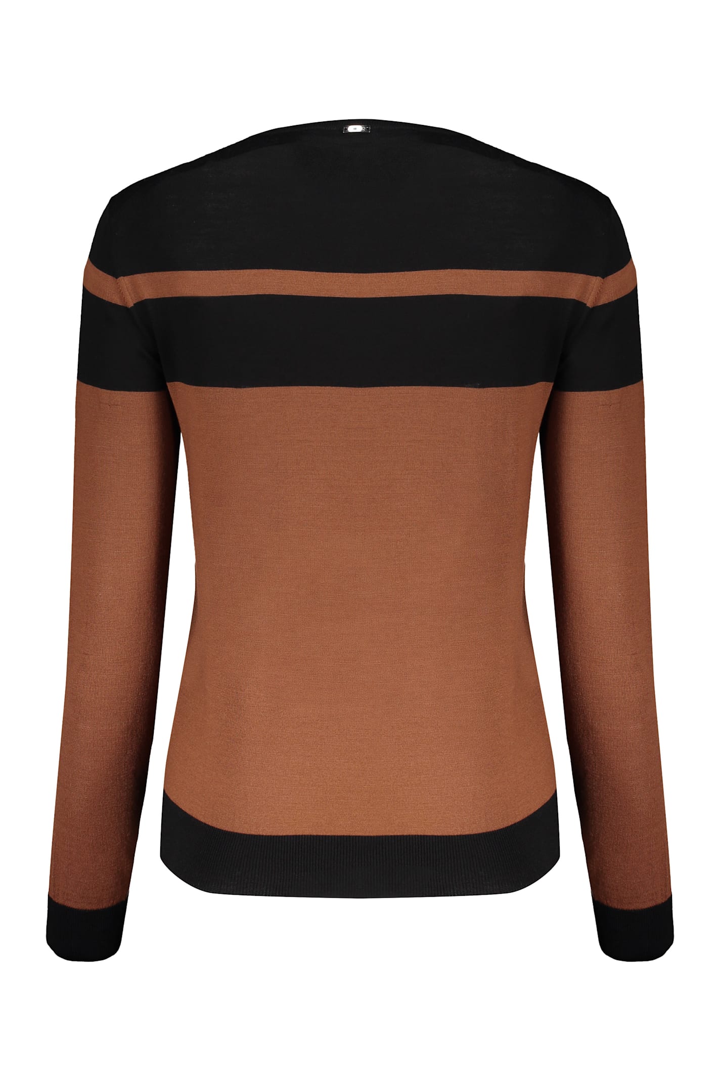 Herno Modern Striped Brown And Black Sweater In Brown