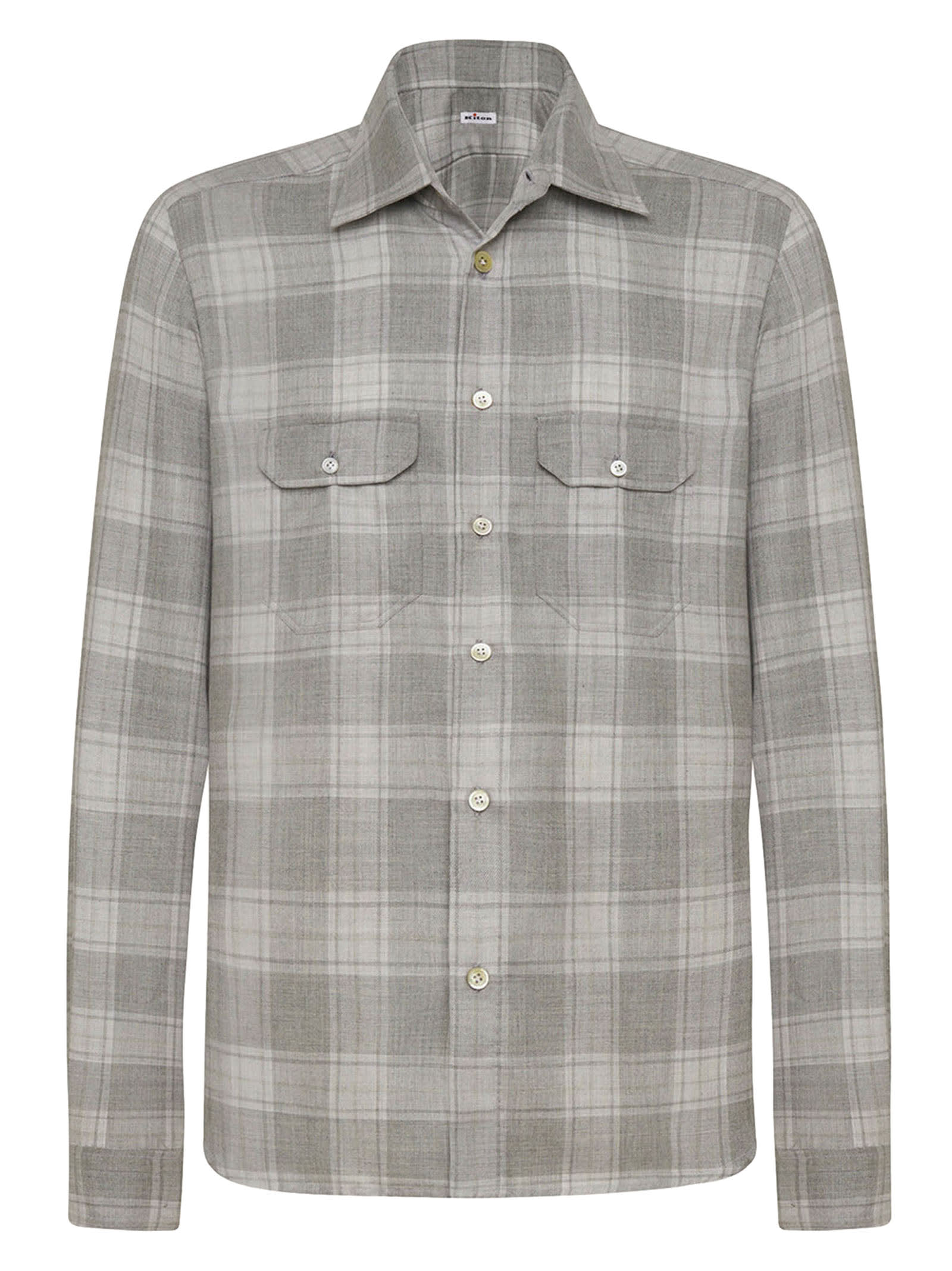 Kiton Shirt Cashmere In Light Grey
