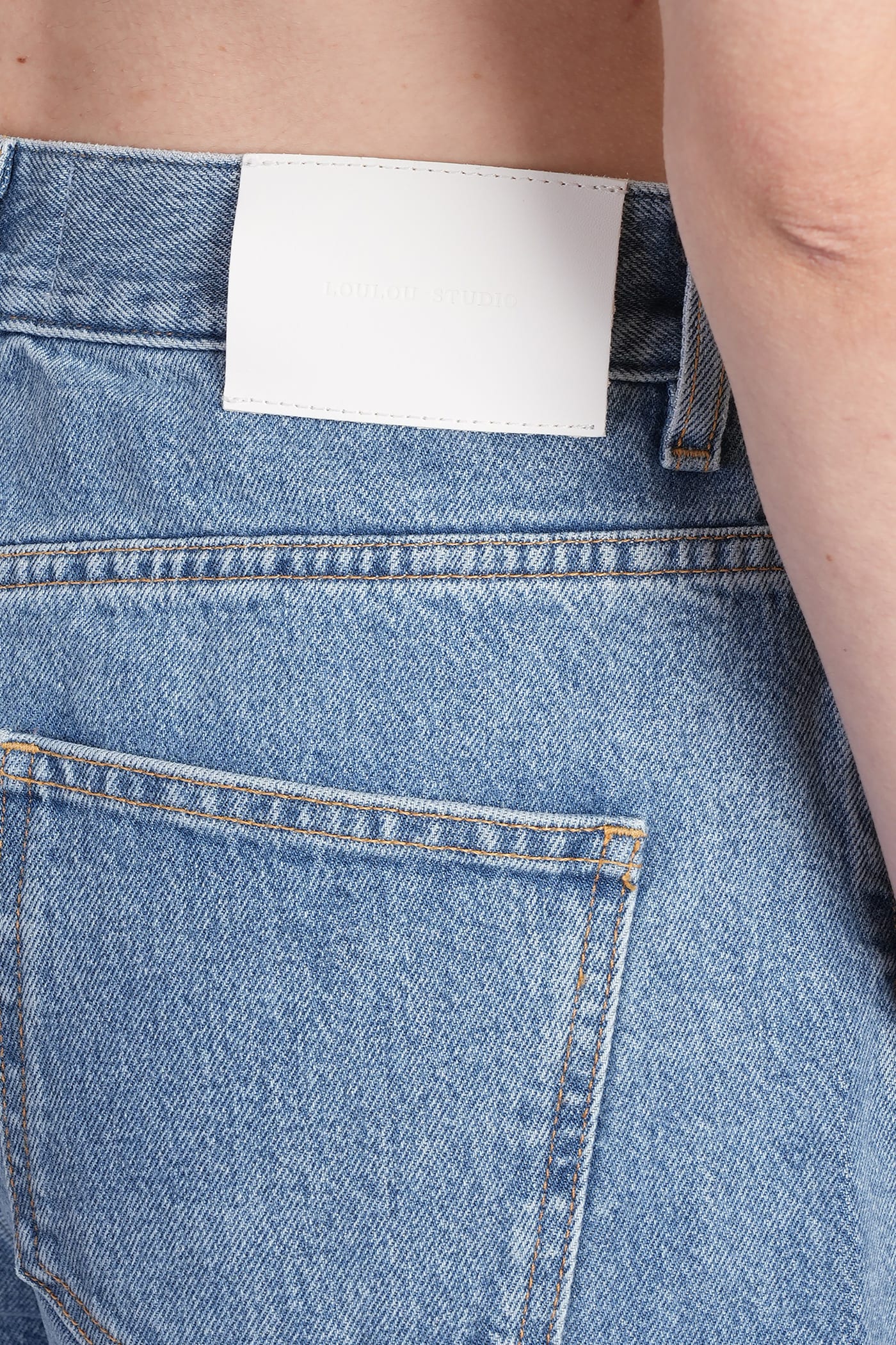 Shop Loulou Studio Samur Jeans In Blue Cotton