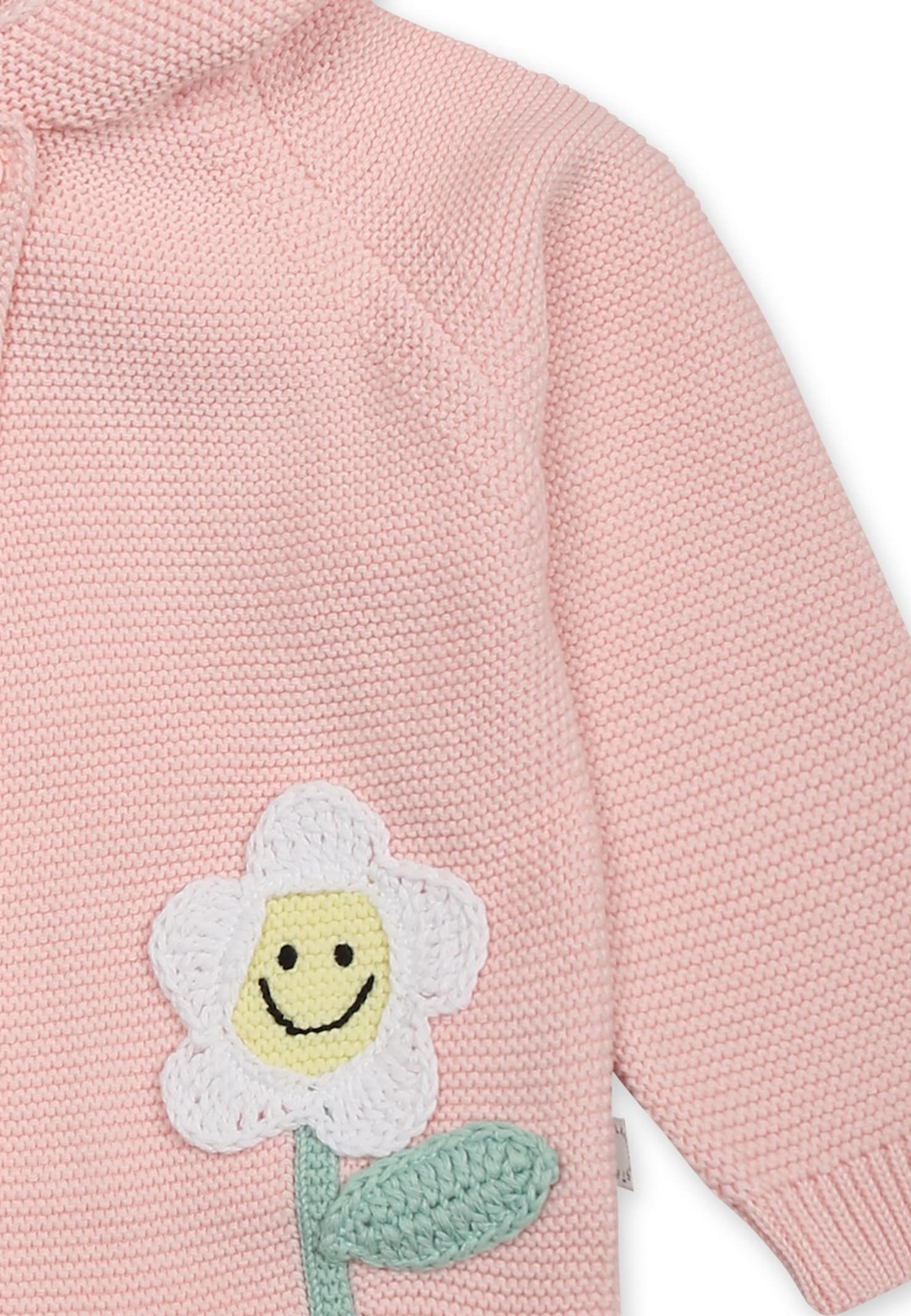 Shop Stella Mccartney Pink Cardigan For Baby Girl With Flowers
