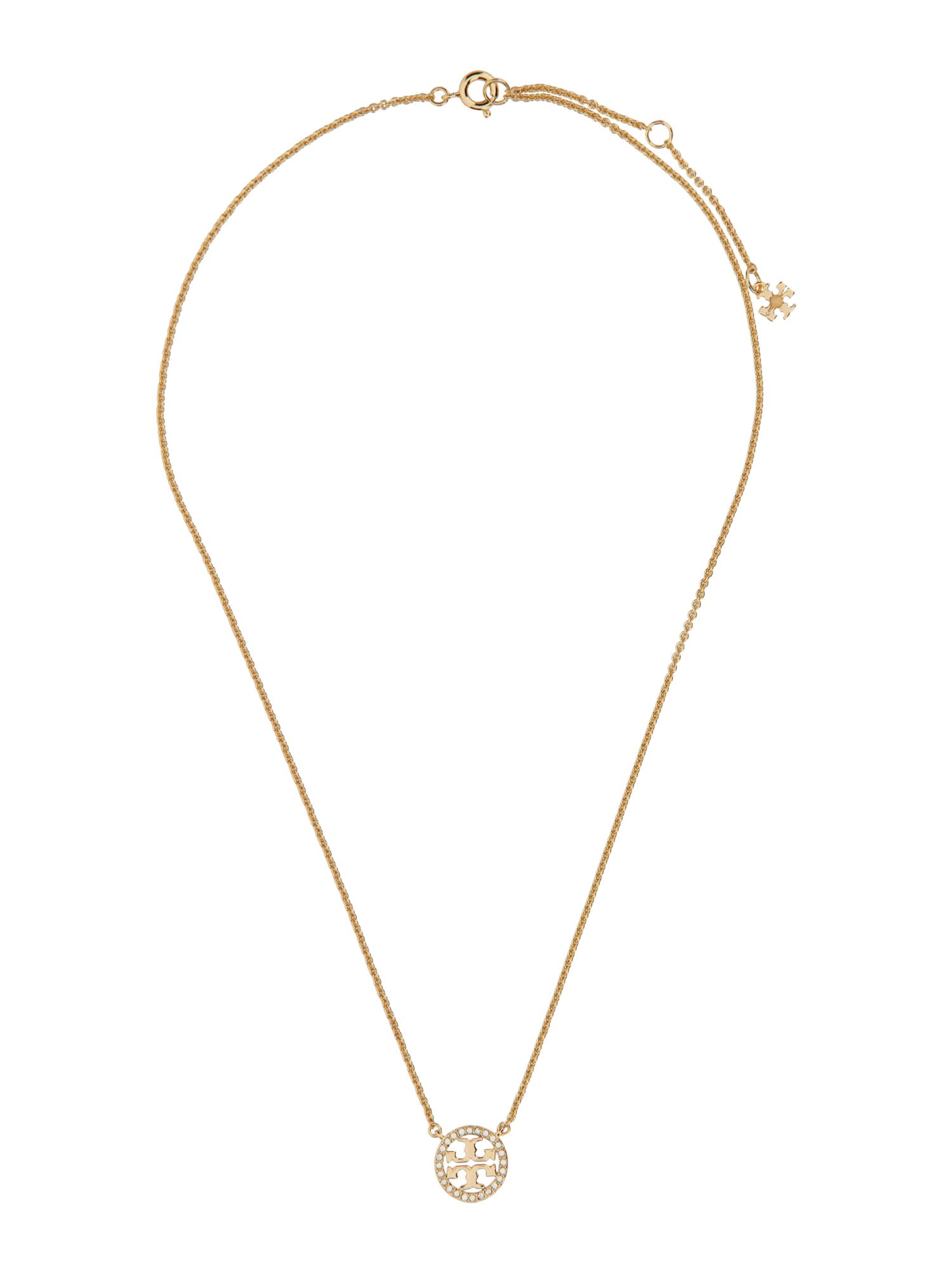 Tory Burch Crystal Logo Necklace