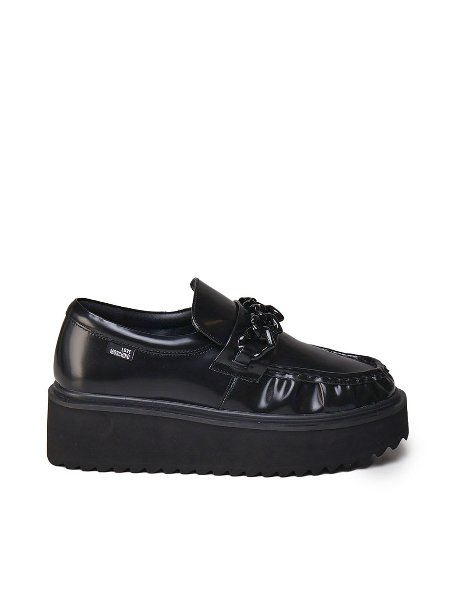 Shop Love Moschino Platform Loafers In Black