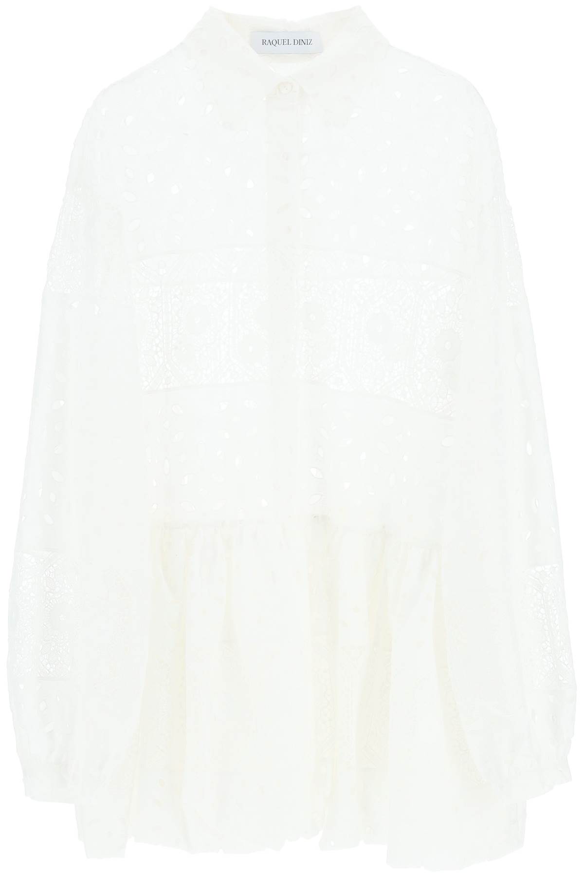 Shop Raquel Diniz Broderie Anglaise Chemisier Dress In Floral White (white)