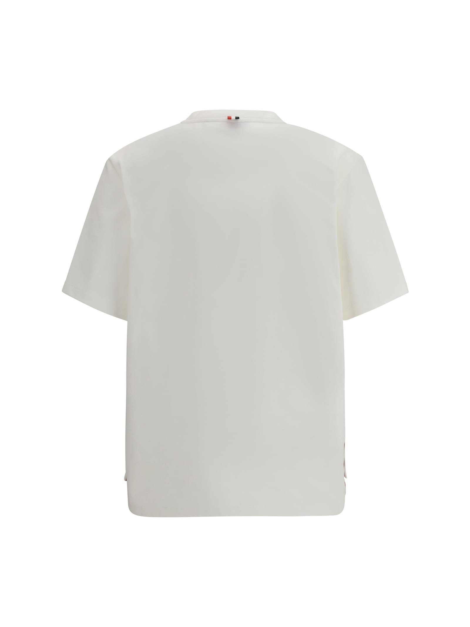 Thom Browne Oversized Short Sleeve Tee With Embroidered Rwb Pocket Trim In Heavy Jersey Clothing In White