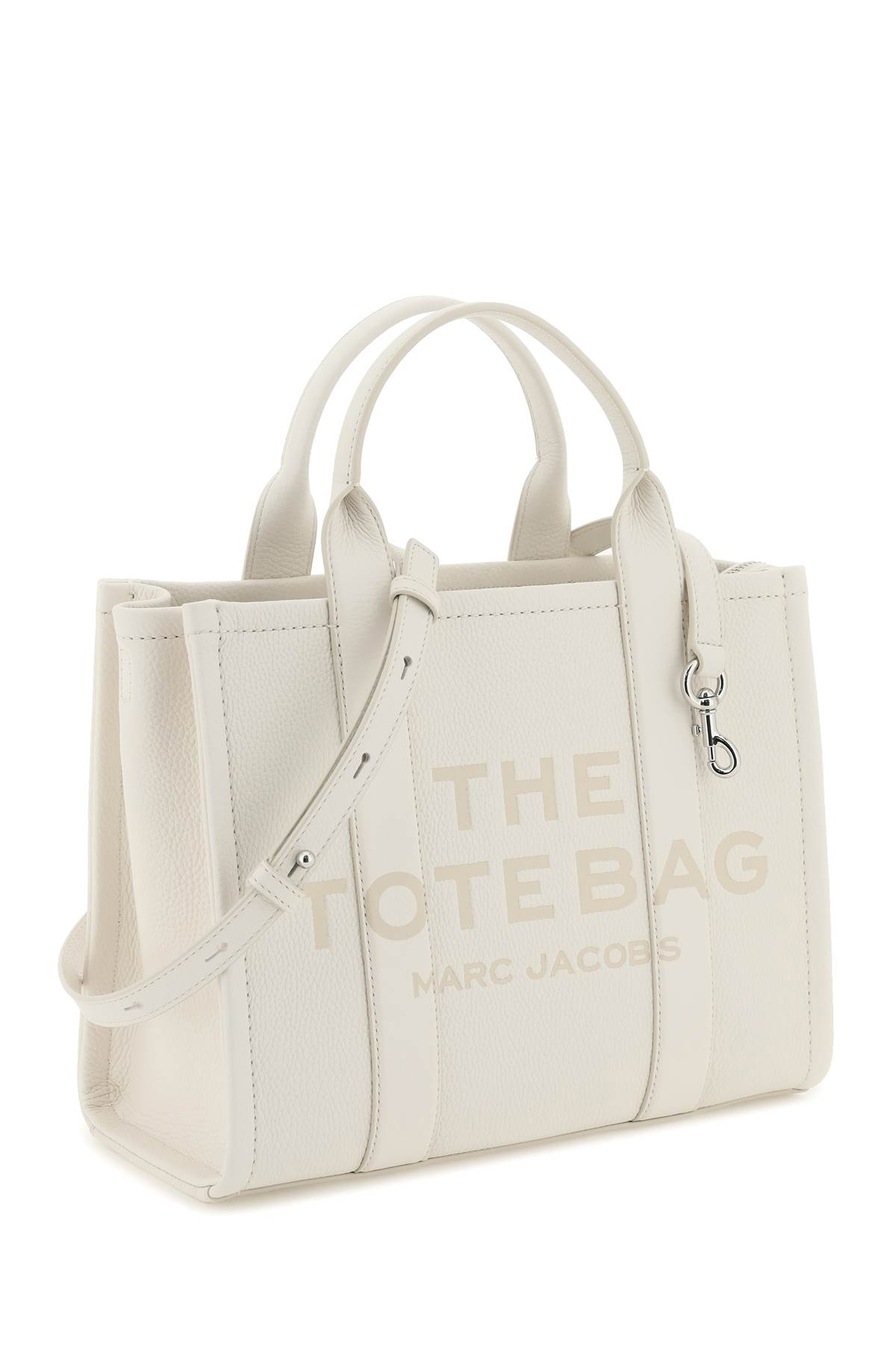 Shop Marc Jacobs The Leather Small Tote Bag In White