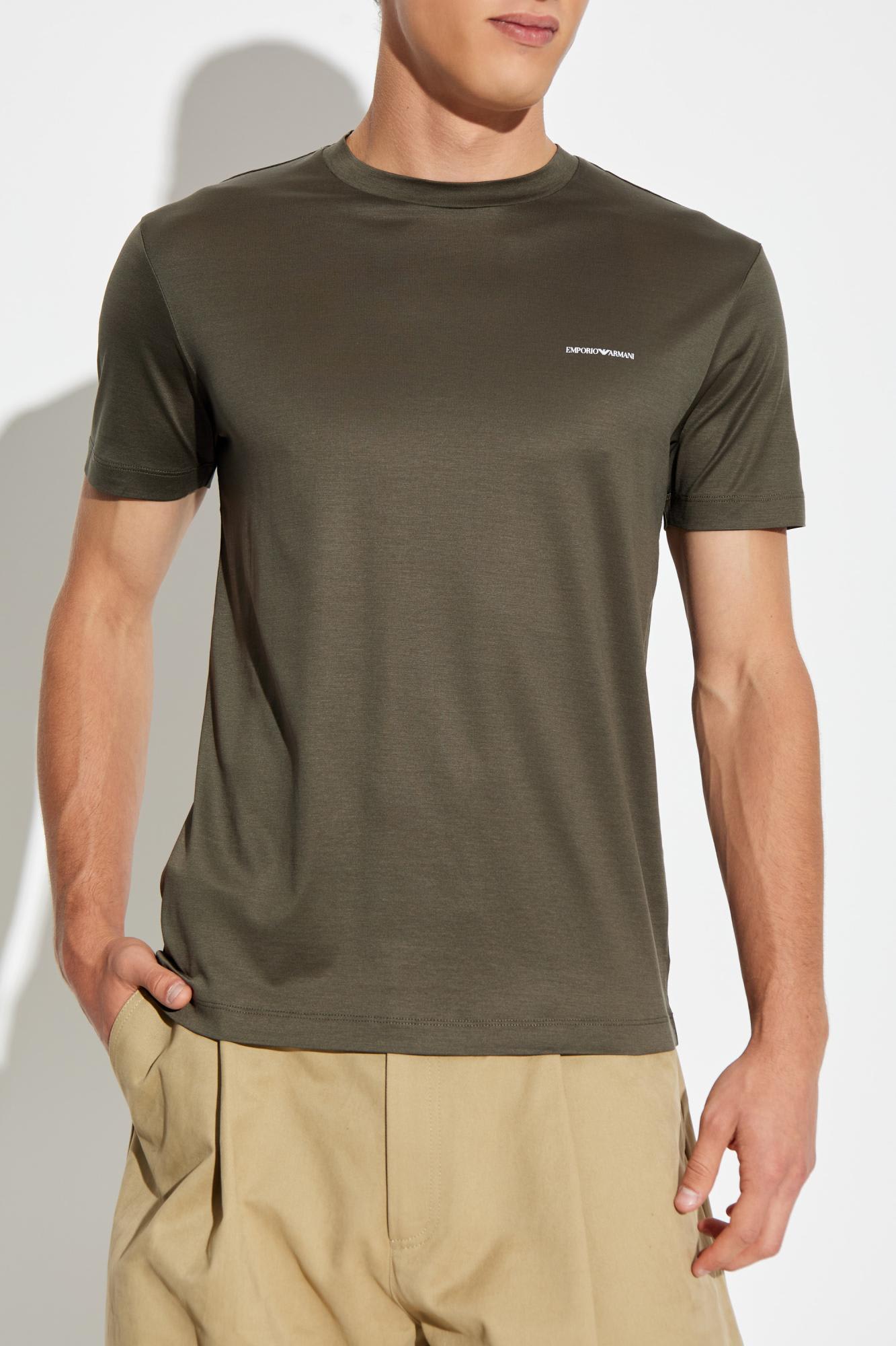 Emporio Armani Lyocell-blend Jersey T-shirt In Green