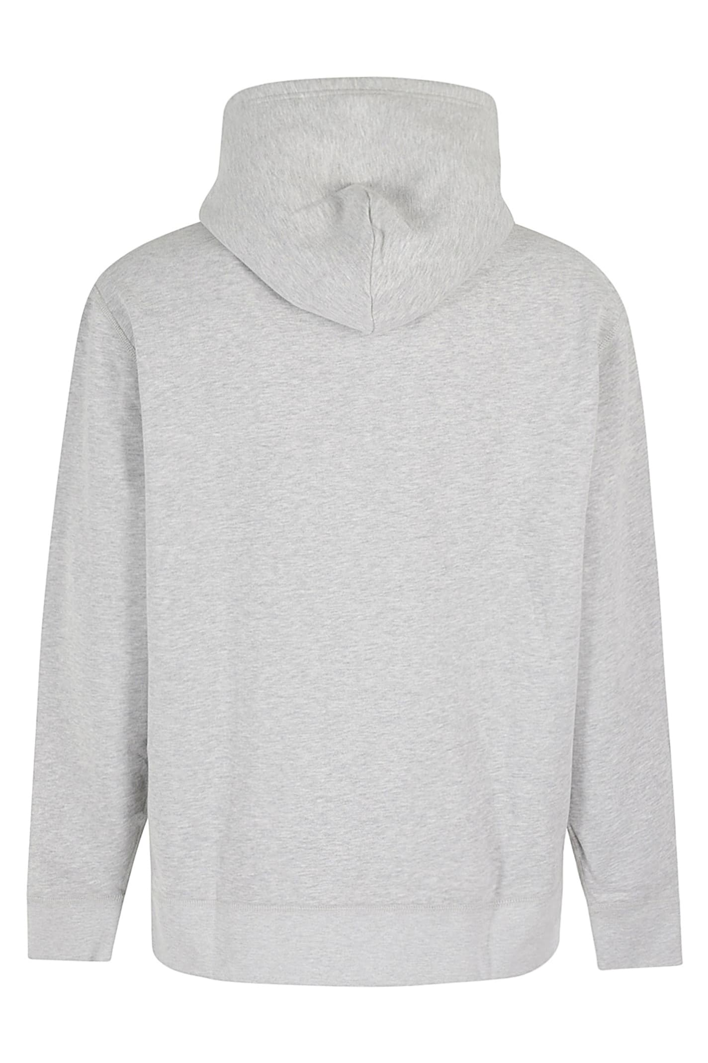 Polo Ralph Lauren Grey Cotton Hoodie With Contrasting Embroidered Logo In Gray