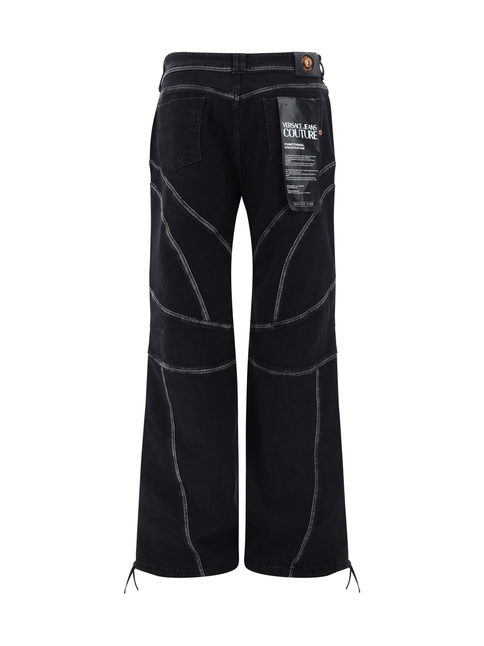 Shop Versace Jeans Couture Denim Pants In Black Black