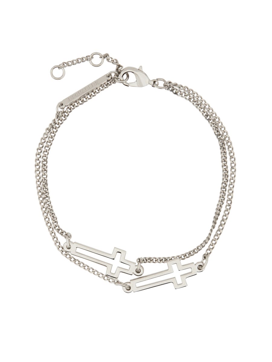Shop Dsquared2 Cross Bracelet In Silver