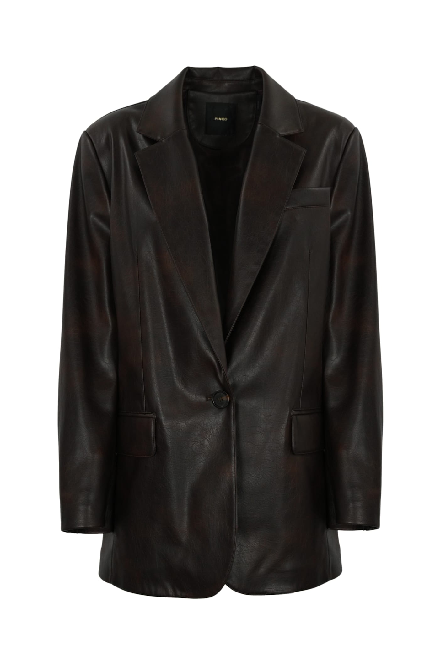 Pinko Blazer In Leather-effect Fabric In Marrone-chicco Di Caffe