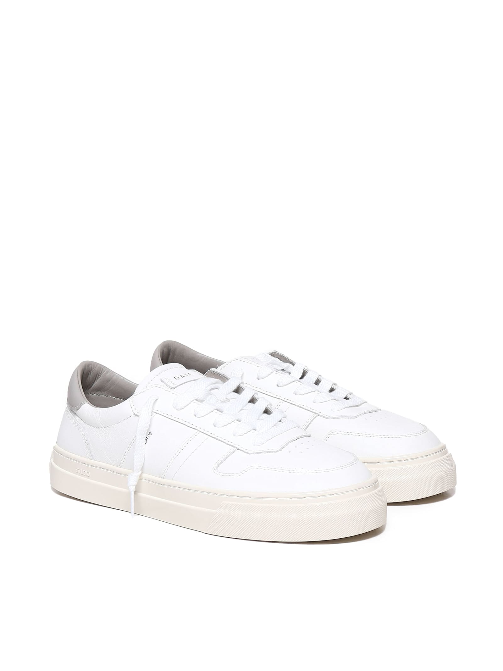 Shop Date Flat Basic Sneakers In White-gray