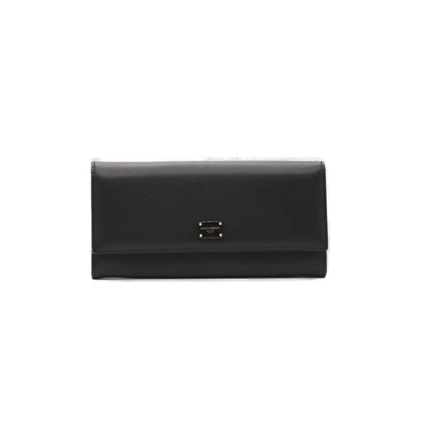 Dolce & Gabbana Logo Plaque Flap Continental Wallet In Black