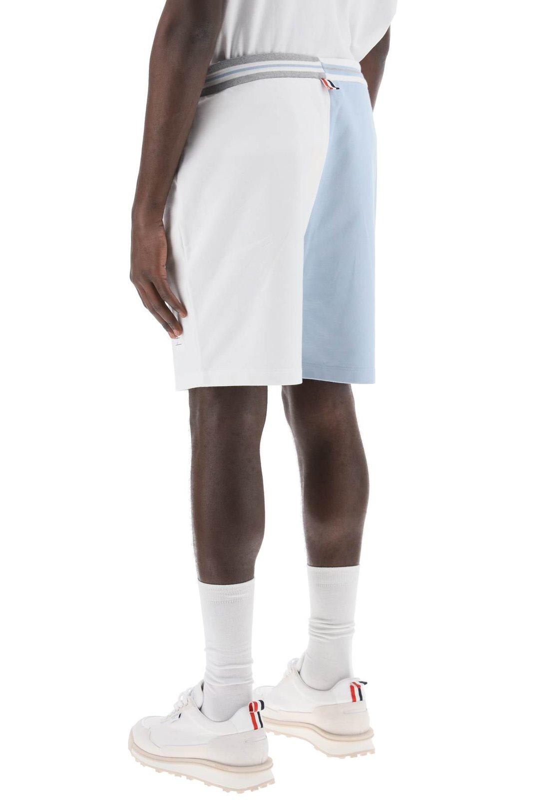 THOM BROWNE FUNMIX COLOUR-BLOCK DRAWSTRING SHORTS 