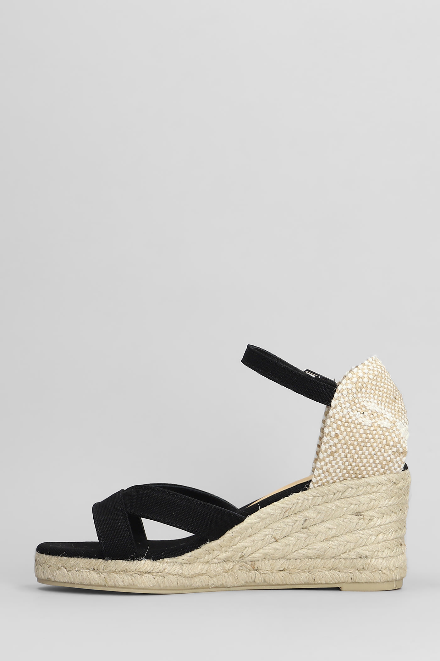 CASTAñER BRUNA-6-001 WEDGES IN BLACK CANVAS