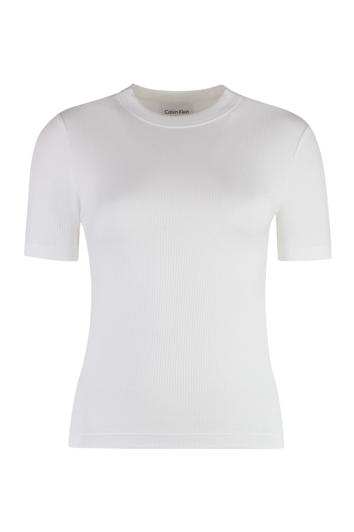 Shop Calvin Klein Ribbed T-shirt In White