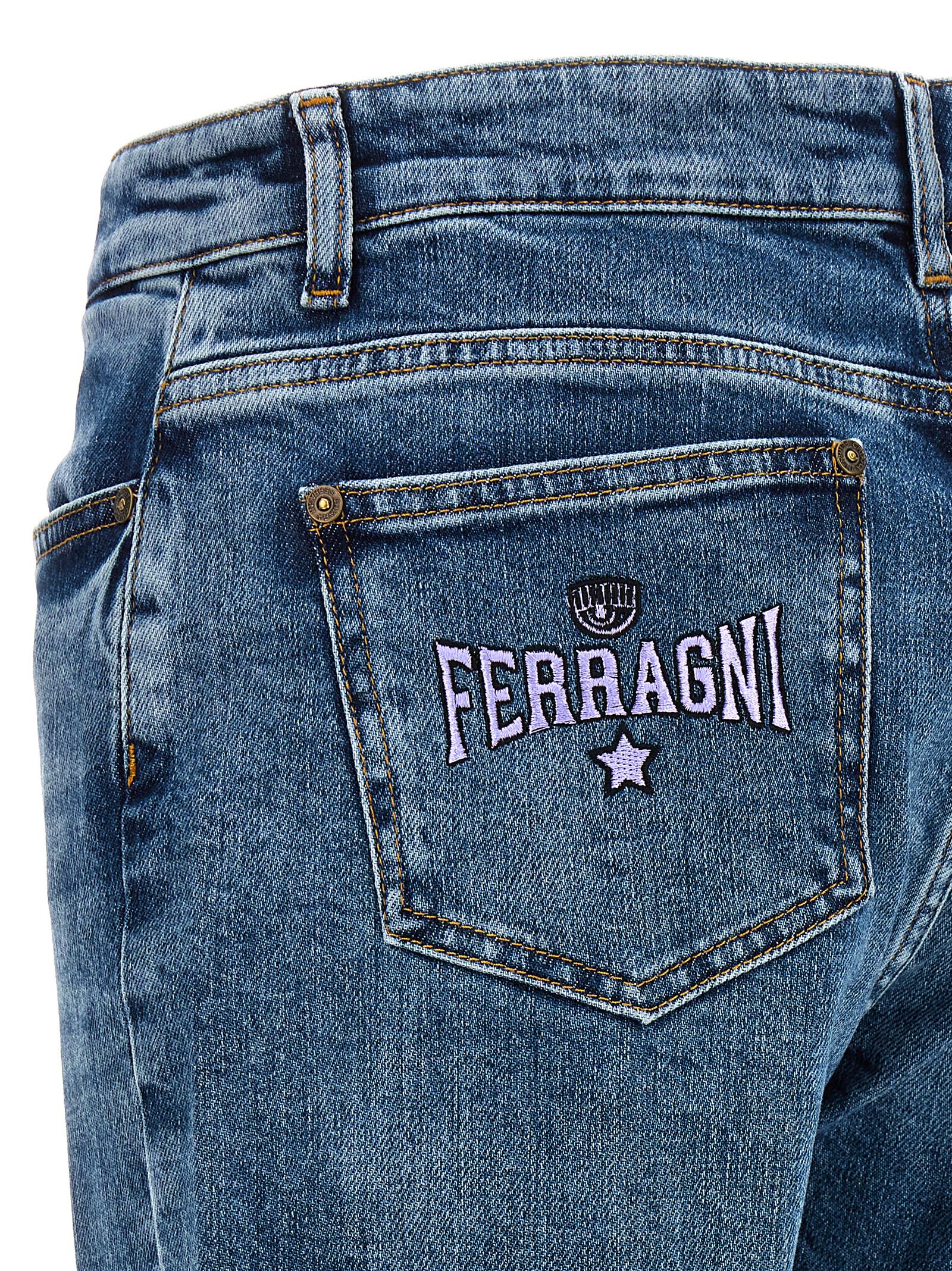Shop Chiara Ferragni Logo Jeans In Blue