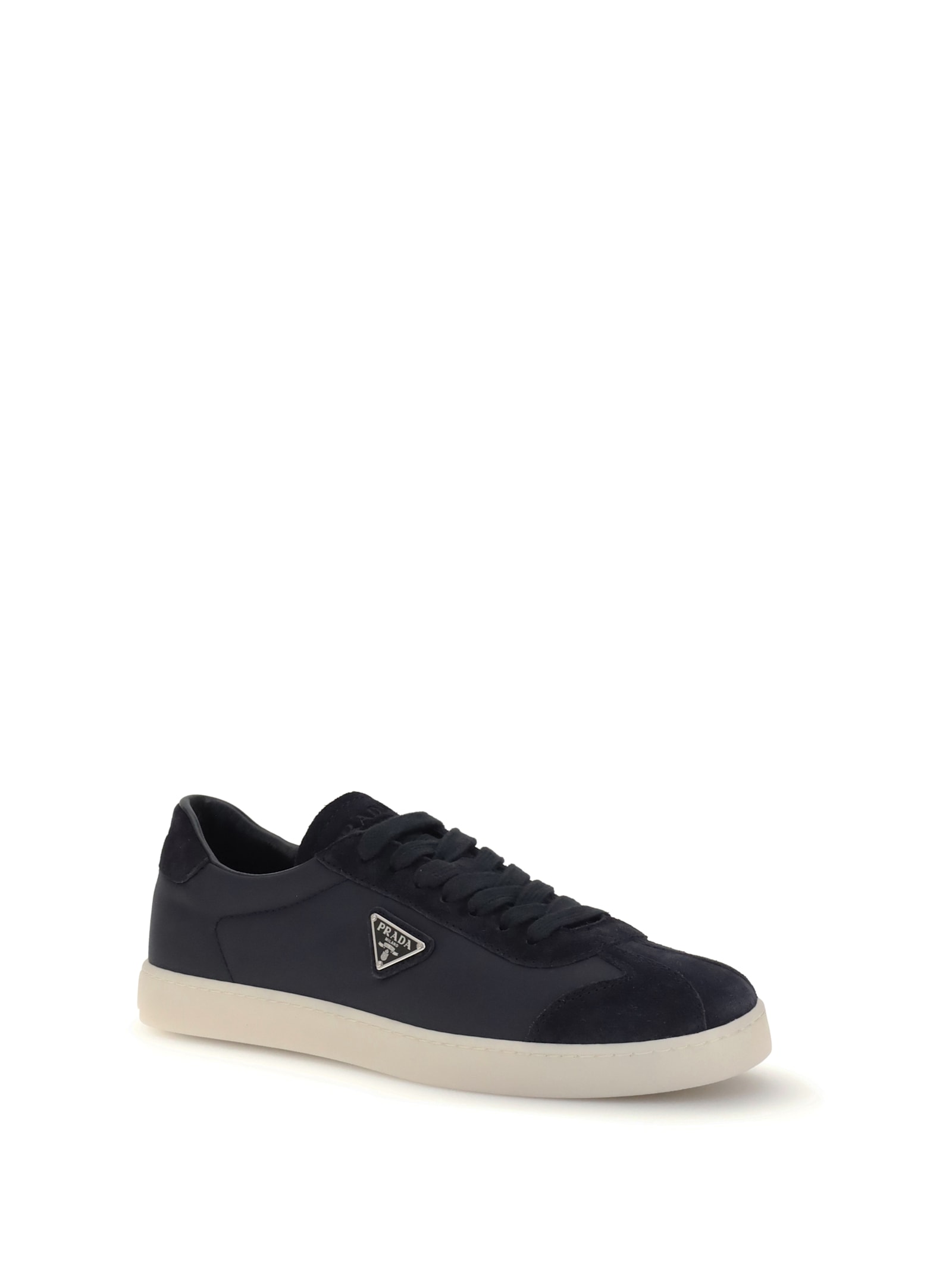 Prada Re-nylon And Suede Leather Sneakers In Black