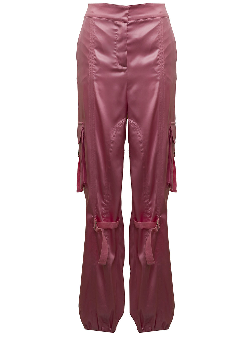 Blumarine Womans Pink Cargo Satin Pants