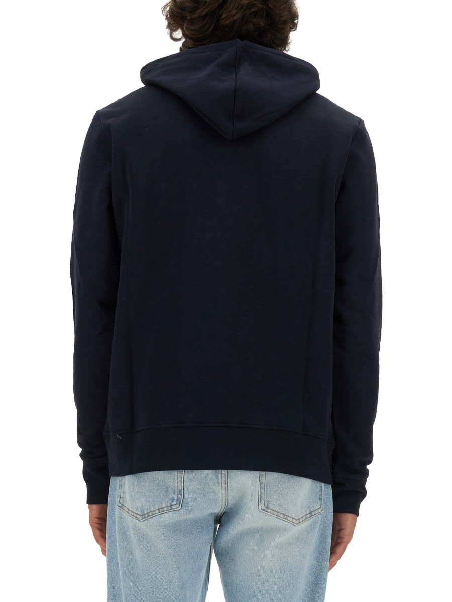 Paul Smith Classic Black Hoodie With Kangaroo Pocket In Blue