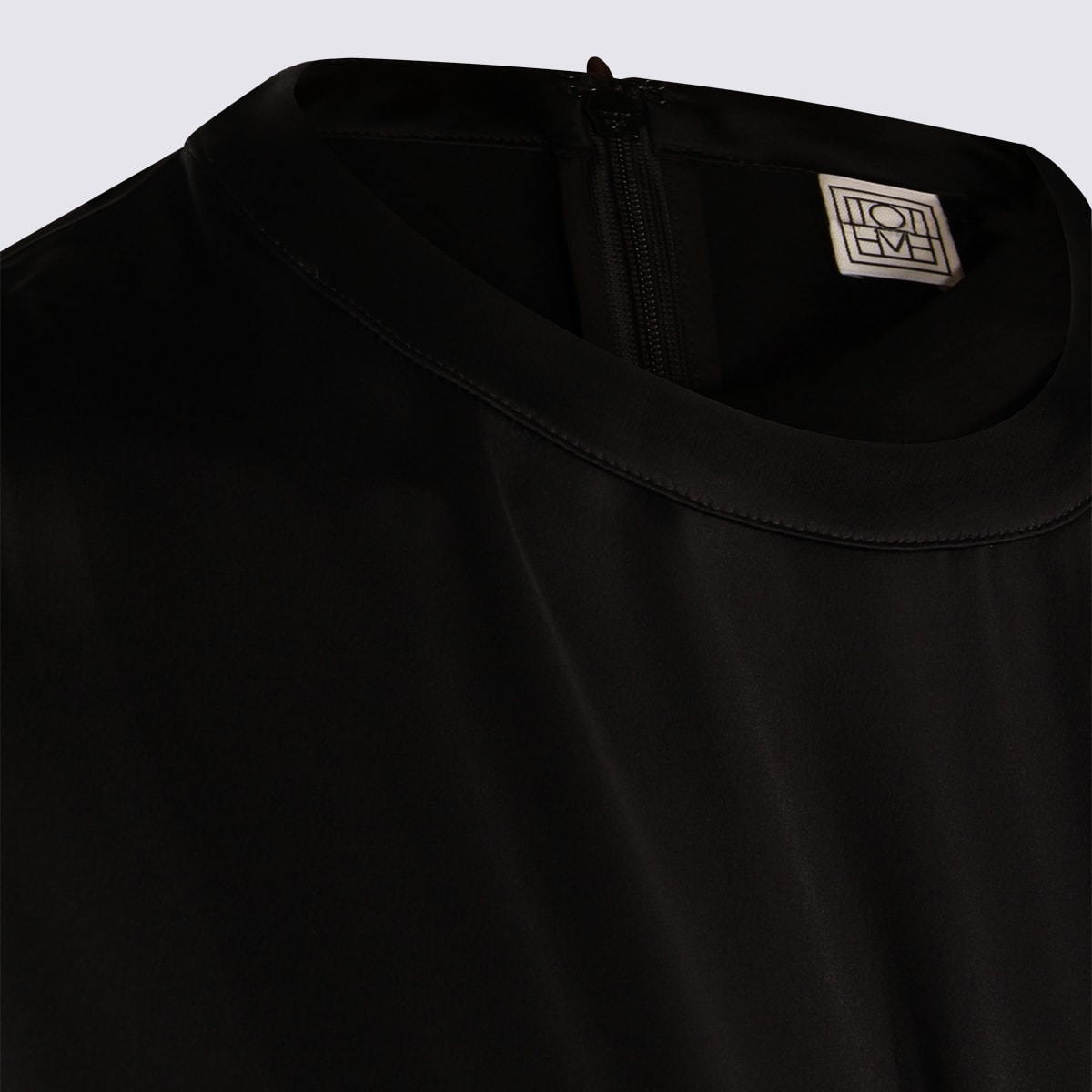 Totême Black Satin Tee Dress In Black