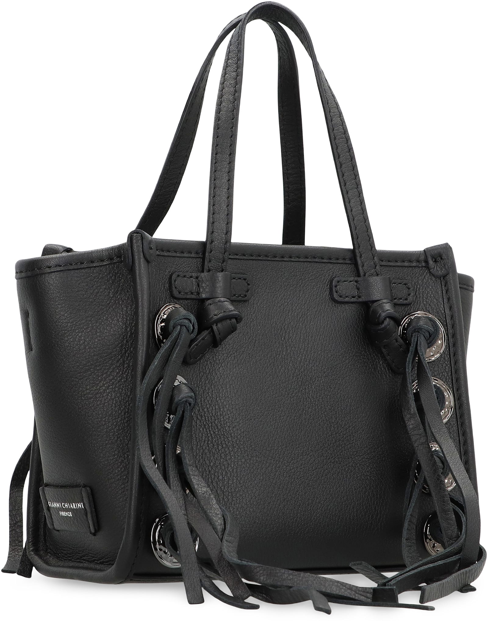 Gianni Chiarini Miss Marcella Black Leather Bag With Fringes In Black