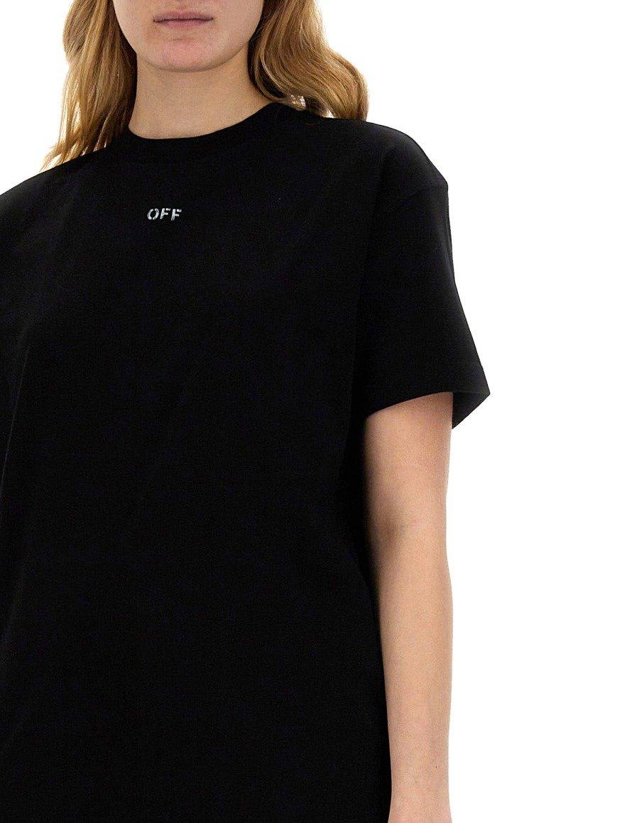 Shop Off-white Logo Detailed Crewneck T-shirt In Black