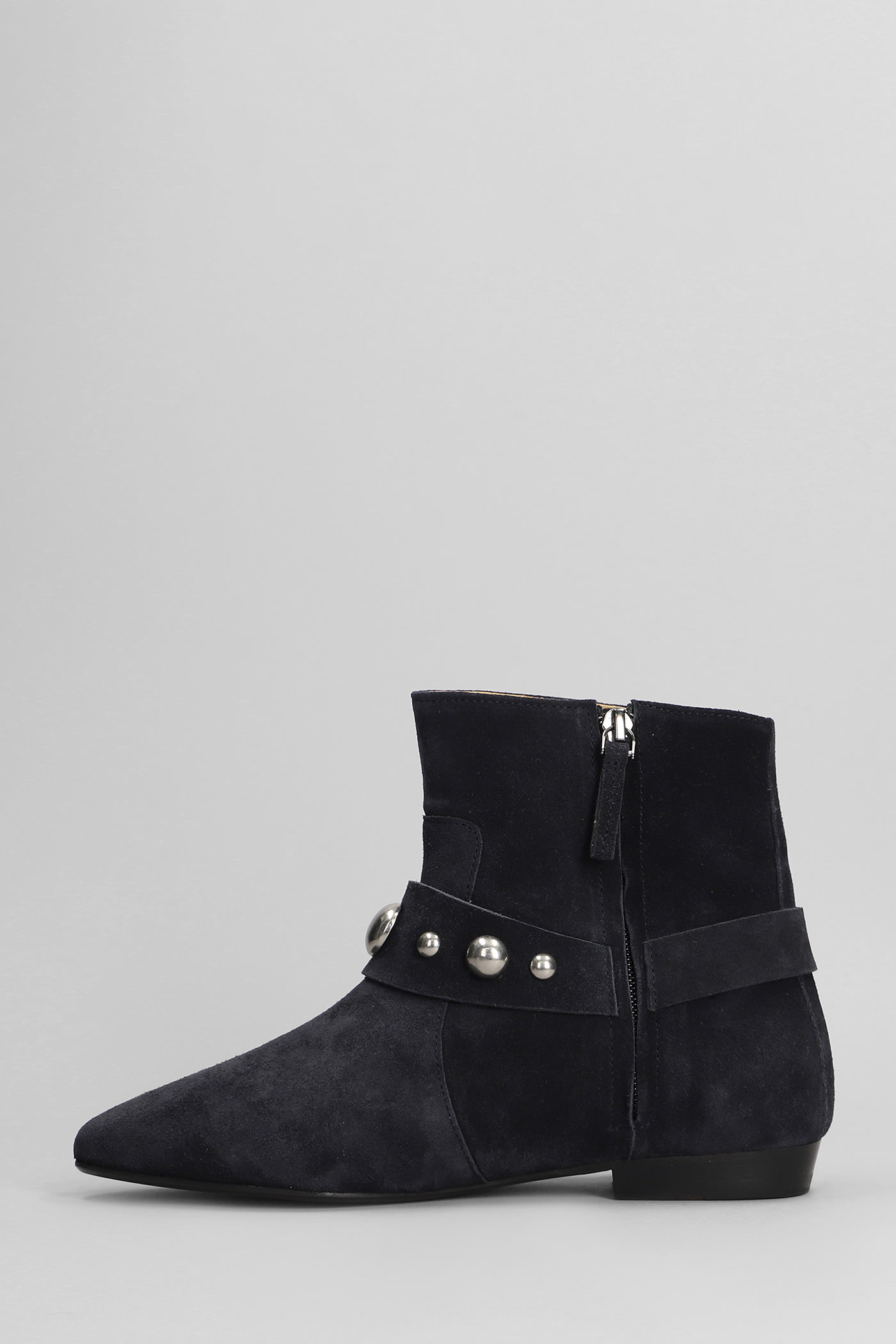 Shop Isabel Marant Siago Low Heels Ankle Boots In Black Suede