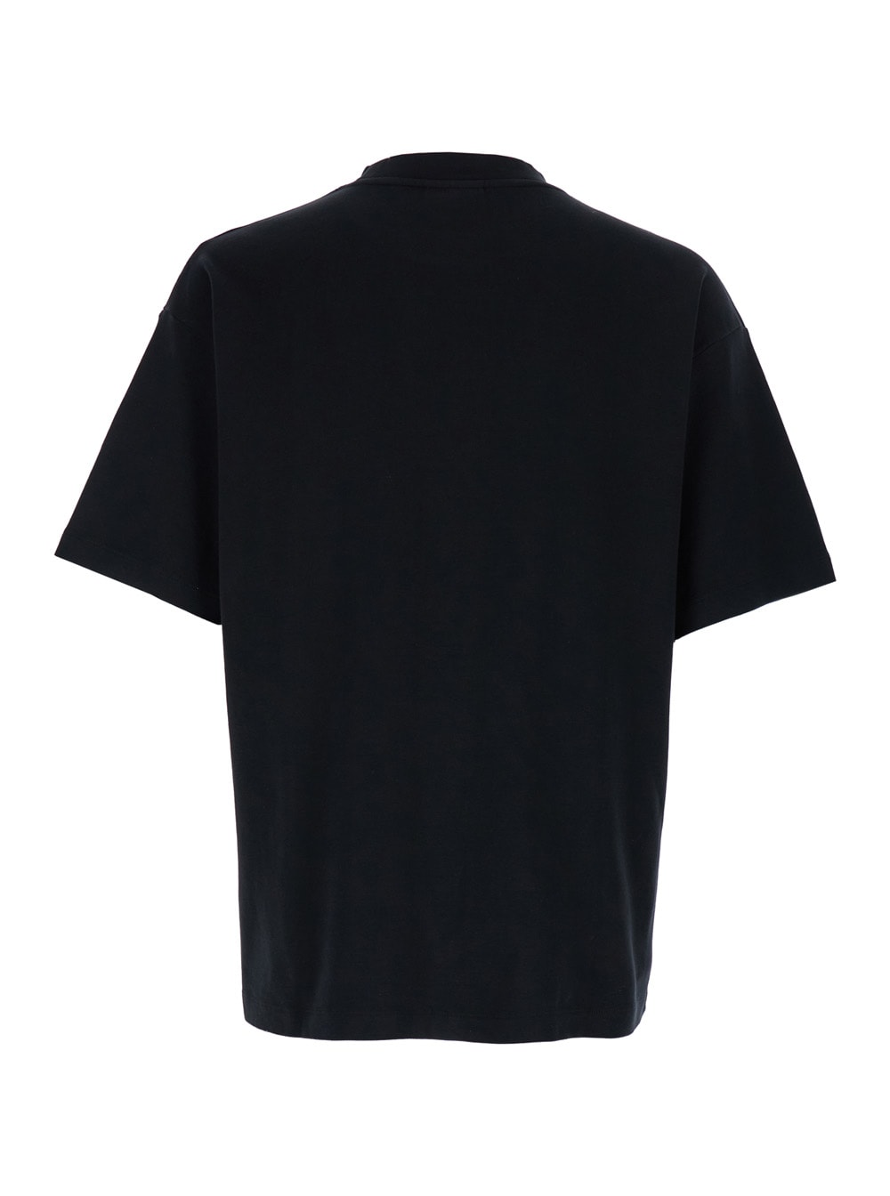 Drôle De Monsieur Le T-shirt Slogan Classique Blue Crewneck T-shirt With Slogan Print Detail On The Front In Cotton Ma In Black