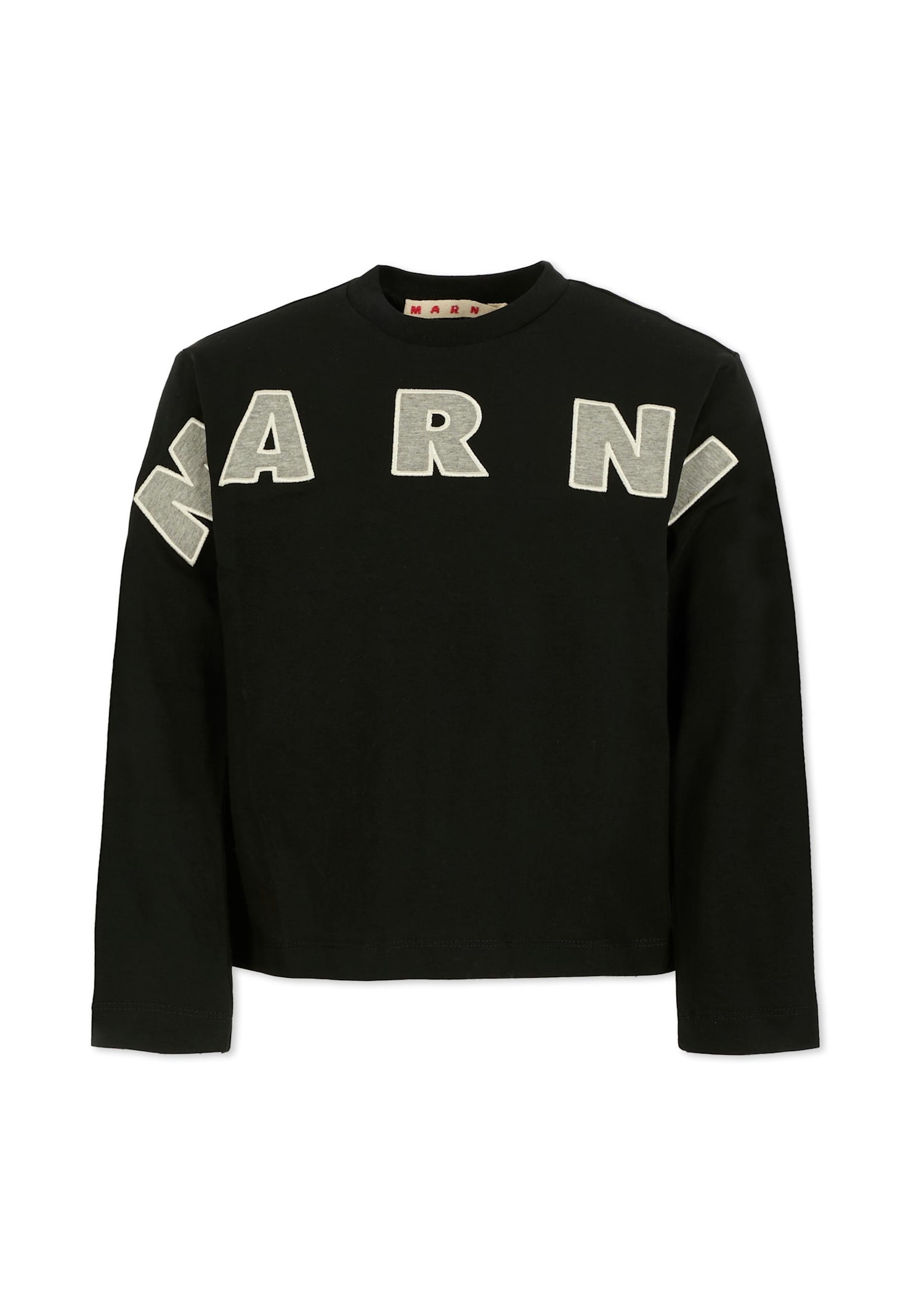 Marni Logo-appliqué Cotton T-shirt In Black