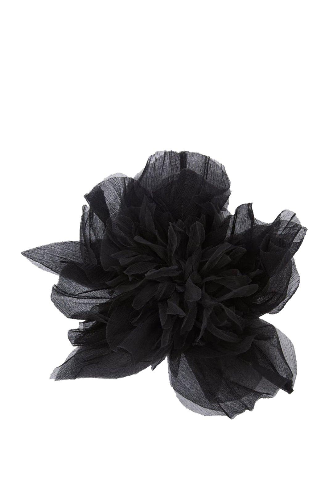 Shop Max Mara Floral Patterned Logo Patch Brooch In Black