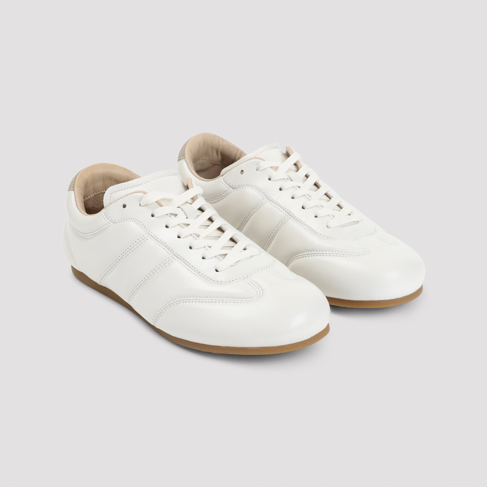 Lemaire Milk White Calf Leather Soft Runner Sneakers In White