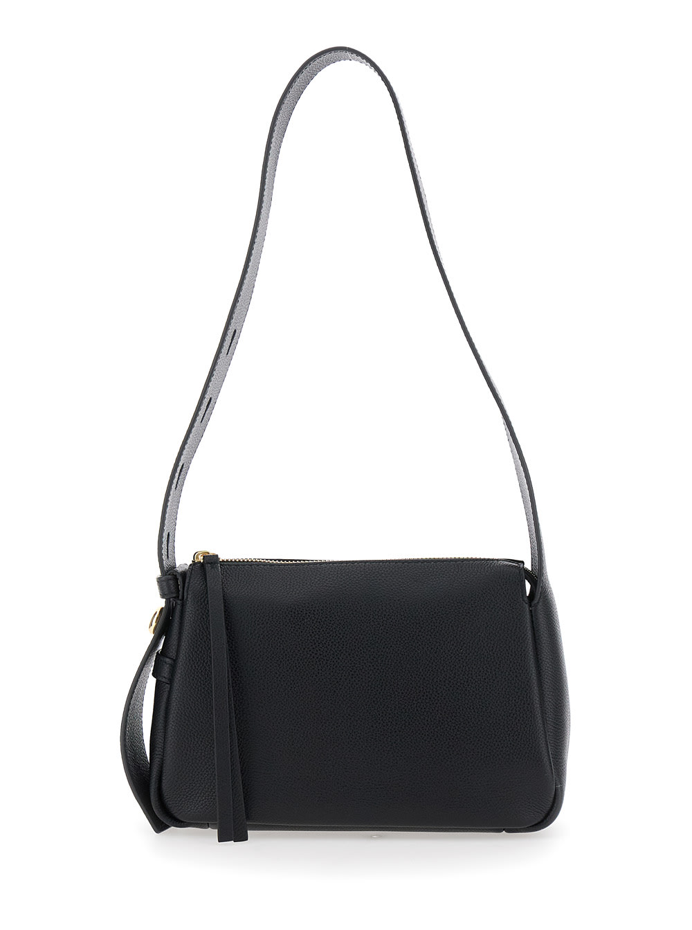 Tory Burch Pebble Leather Shoulder Bag With Adjustable Strap In Black