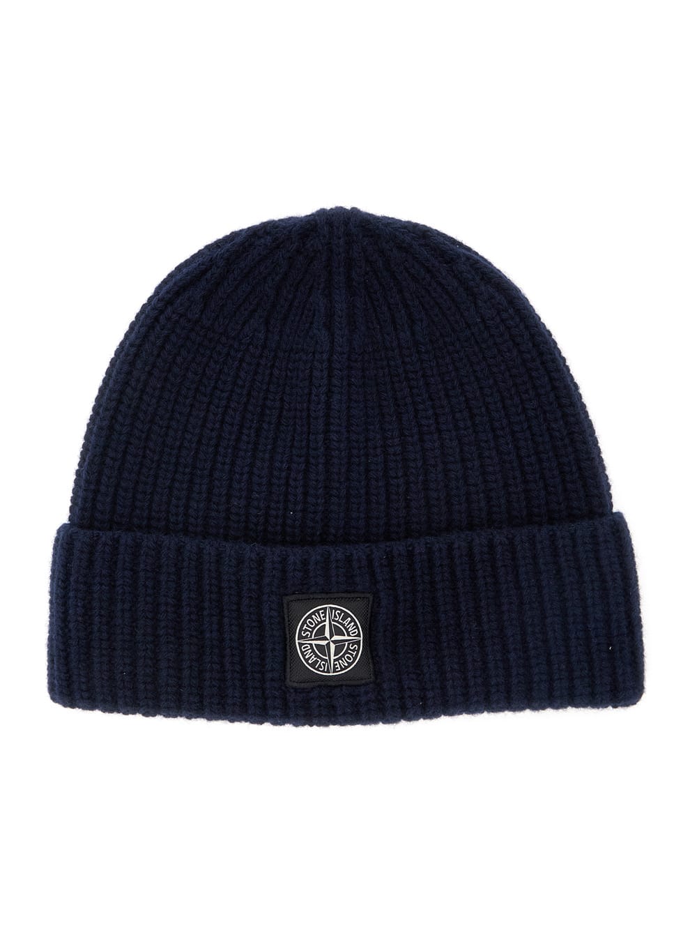 Stone Island L Beanie Hat With Logo Patch In Blue