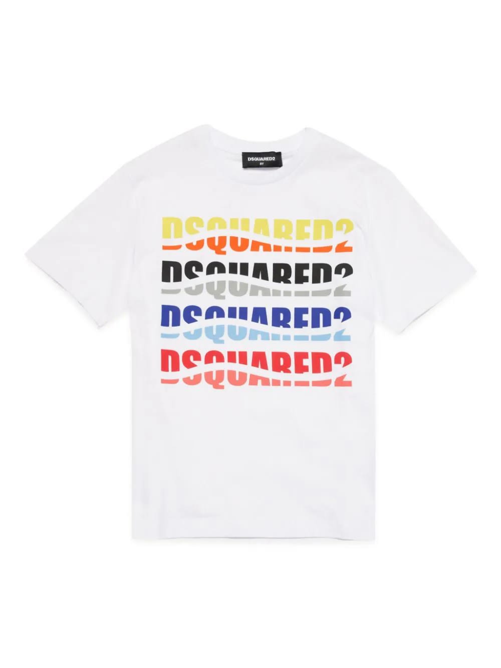 Shop Dsquared2 White T-shirt With Wave Effect Logo Print