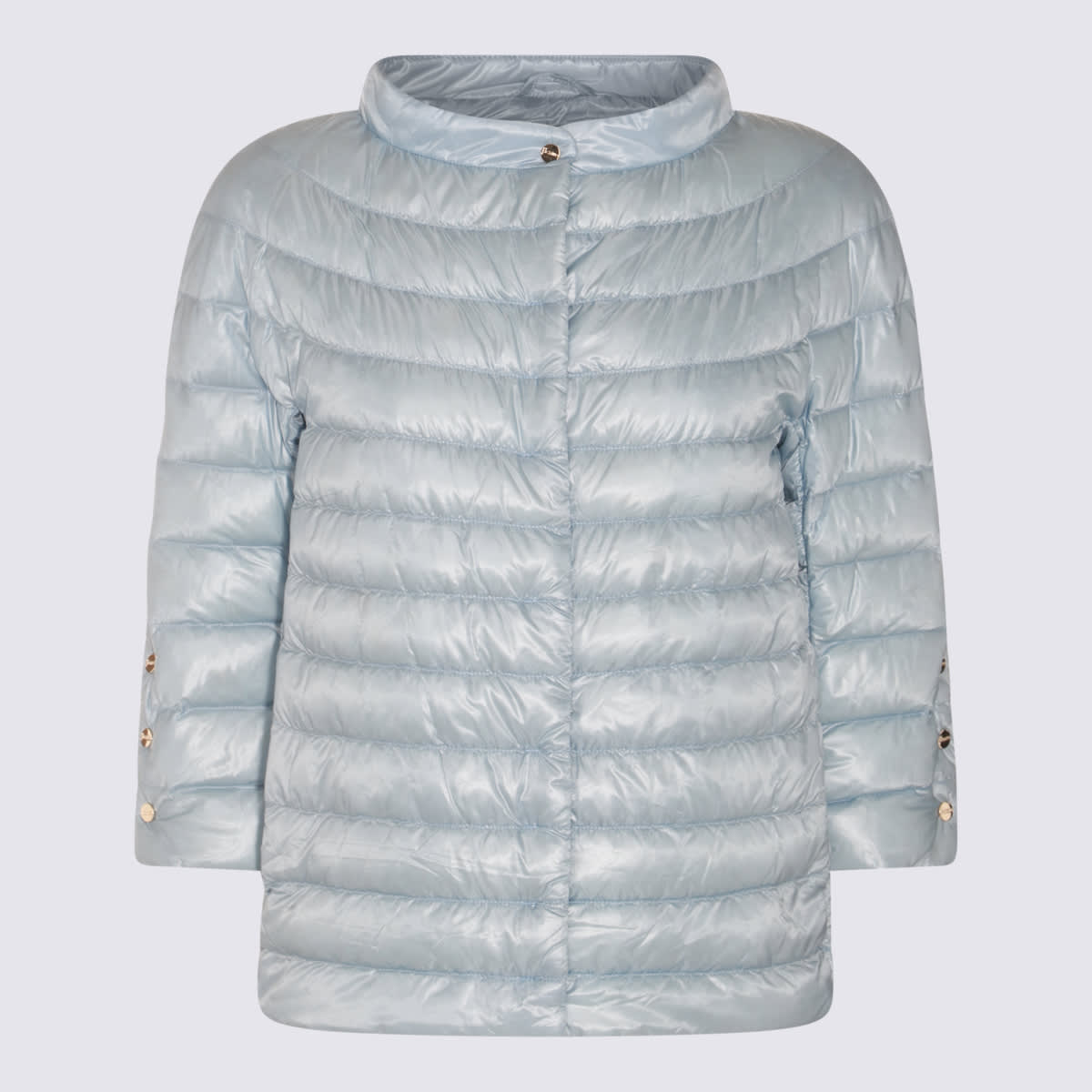 Shop Herno Light Blue Cotton Blend Elsa Down Jacket