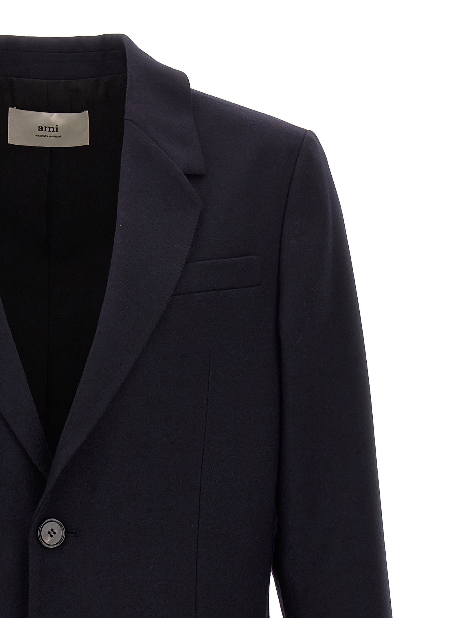 Shop Ami Alexandre Mattiussi Single-breasted Wool Blazer In Blue