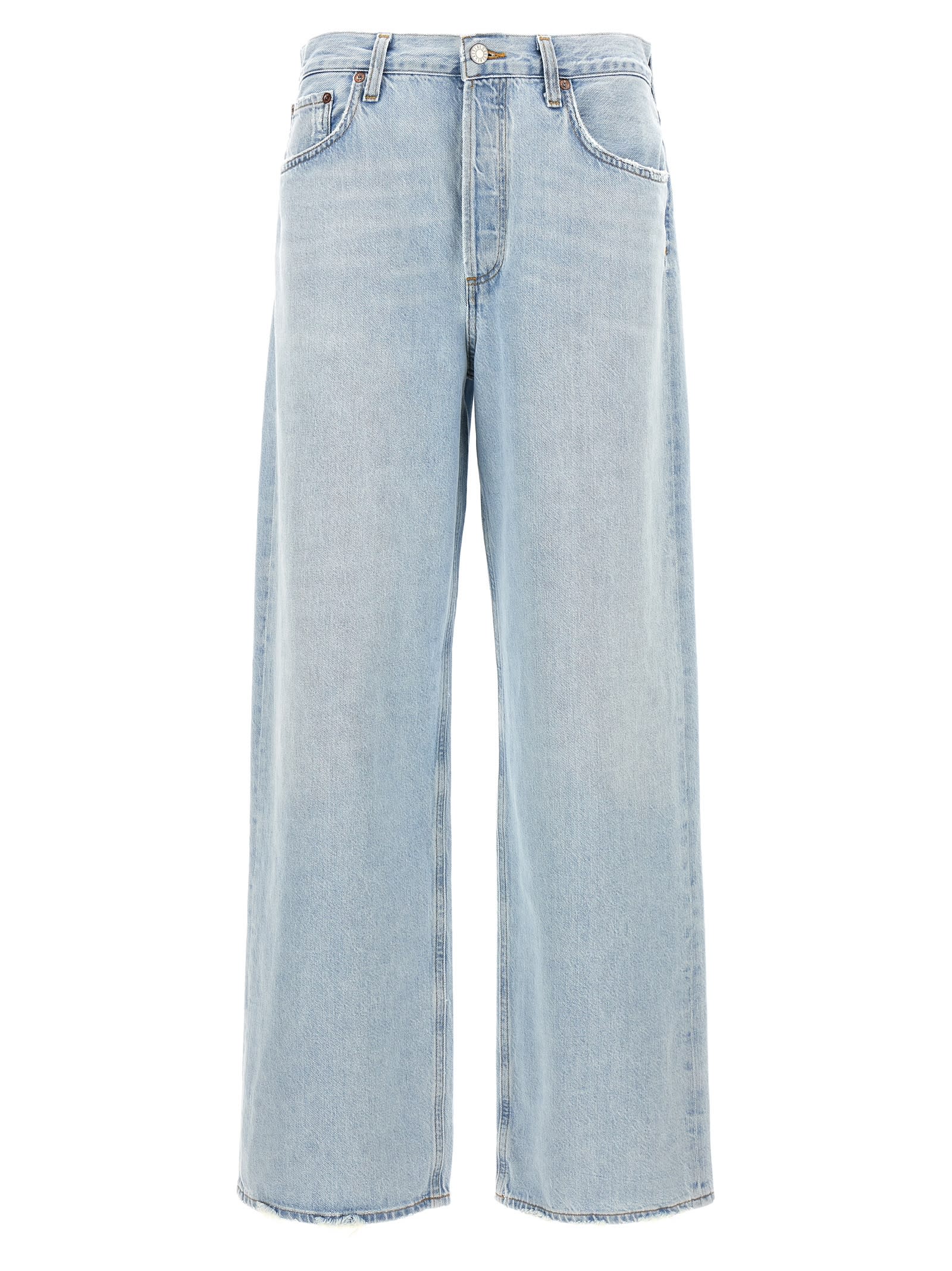 Shop Agolde Low Slung Baggy Jeans In Light Blue