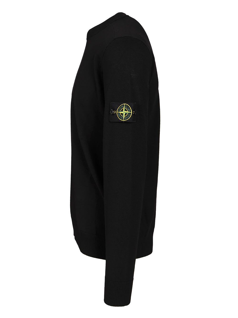 Stone Island Lightweight Wool Crew Neck Sweater With Raglan Sleeves Clothing In Black