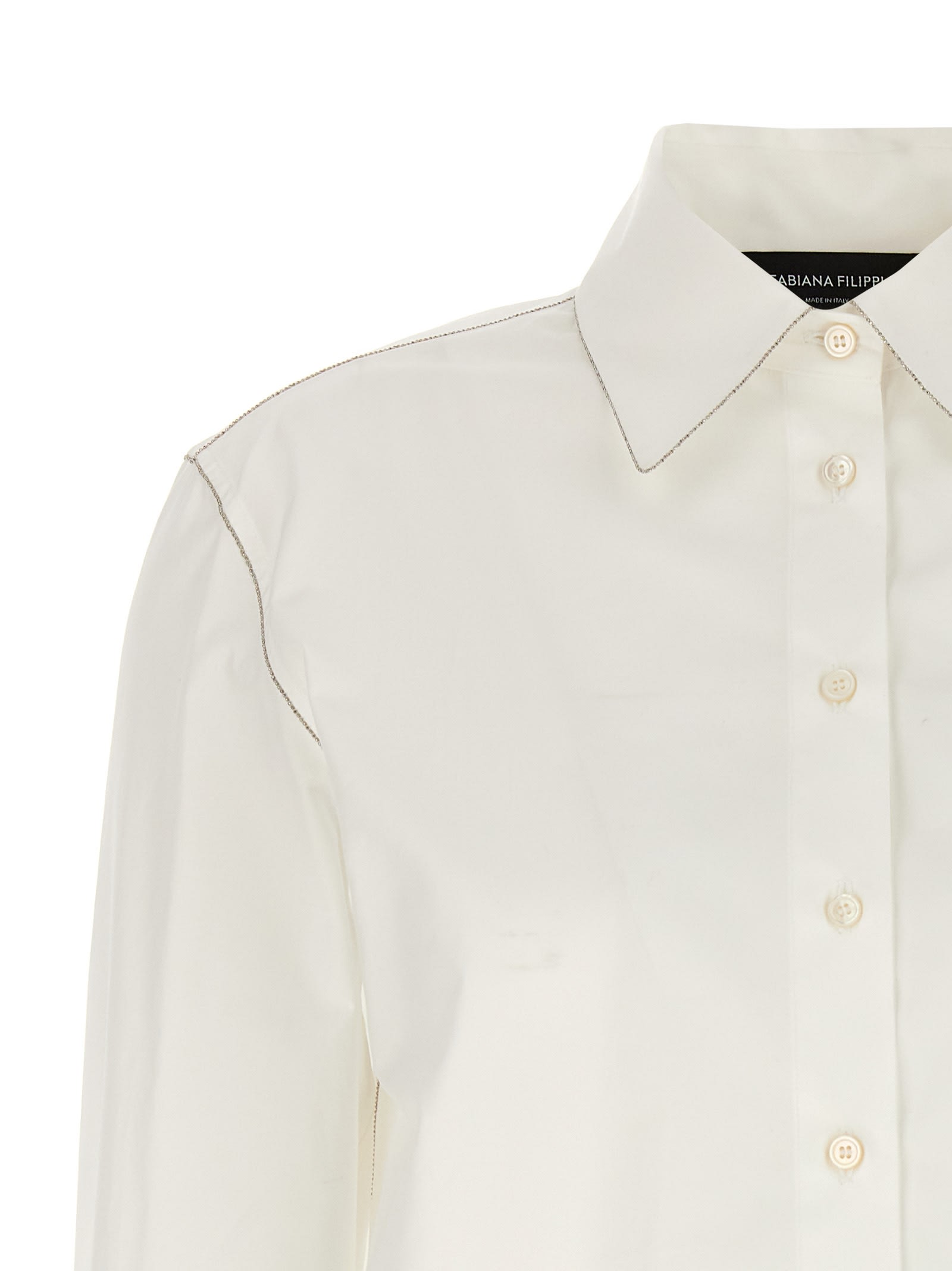 Shop Fabiana Filippi Rhinestone Detail Shirt In White