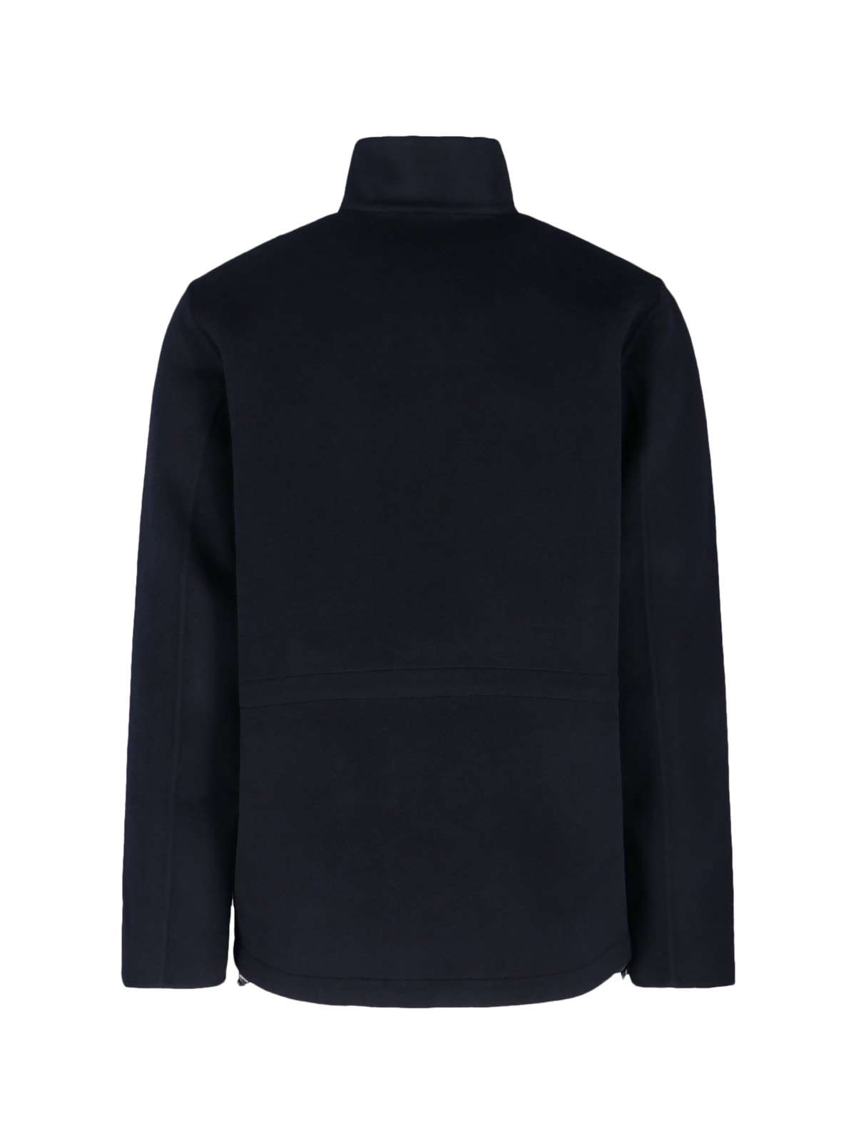 Aspesi Structured Front Zipper Jacket With Stand Collar In Black