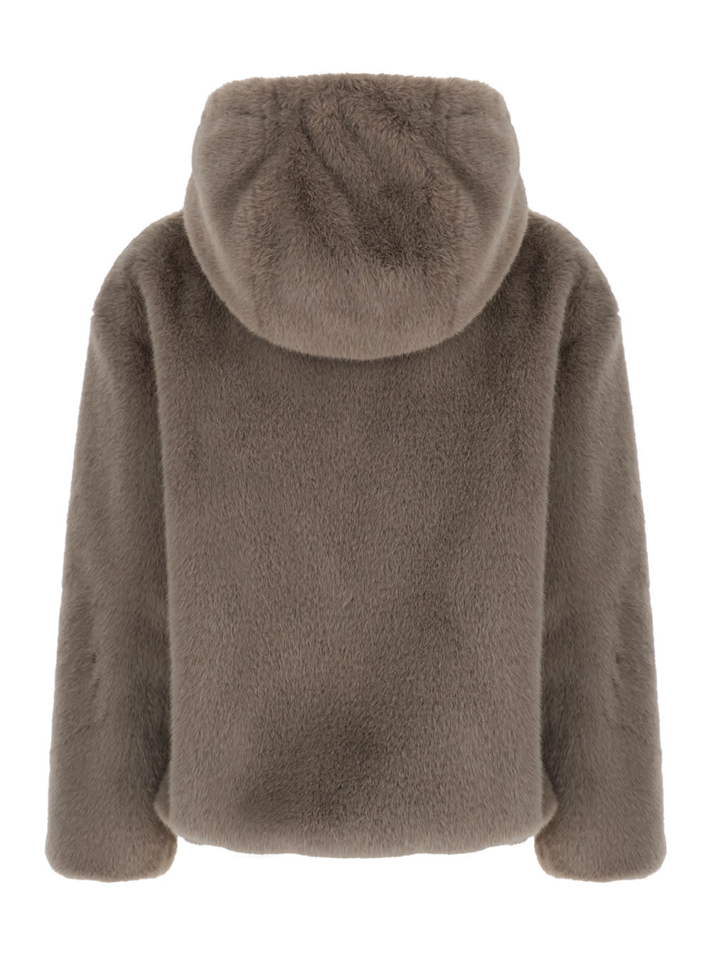 Shop Herno Grey Jacket With Drawstring Hood In Ecofur Woman