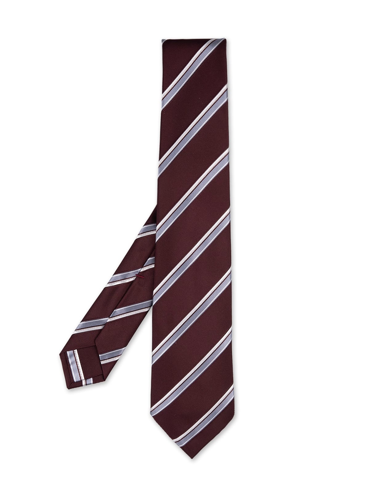 Shop Kiton Burgundy Tie With Striped Pattern In Red