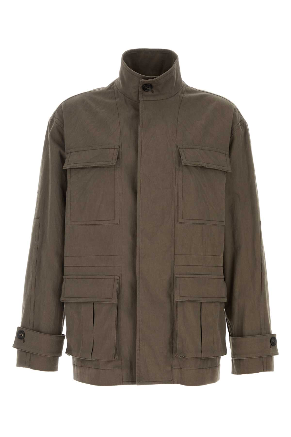 Ferragamo Cotton Jacket In Concrete