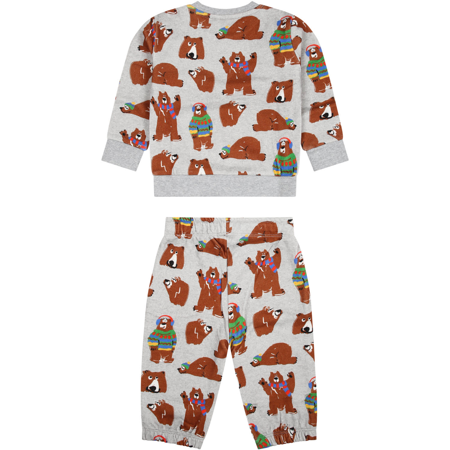 Shop Stella Mccartney Gray Set For Baby Boy With All-over Bears In Grey