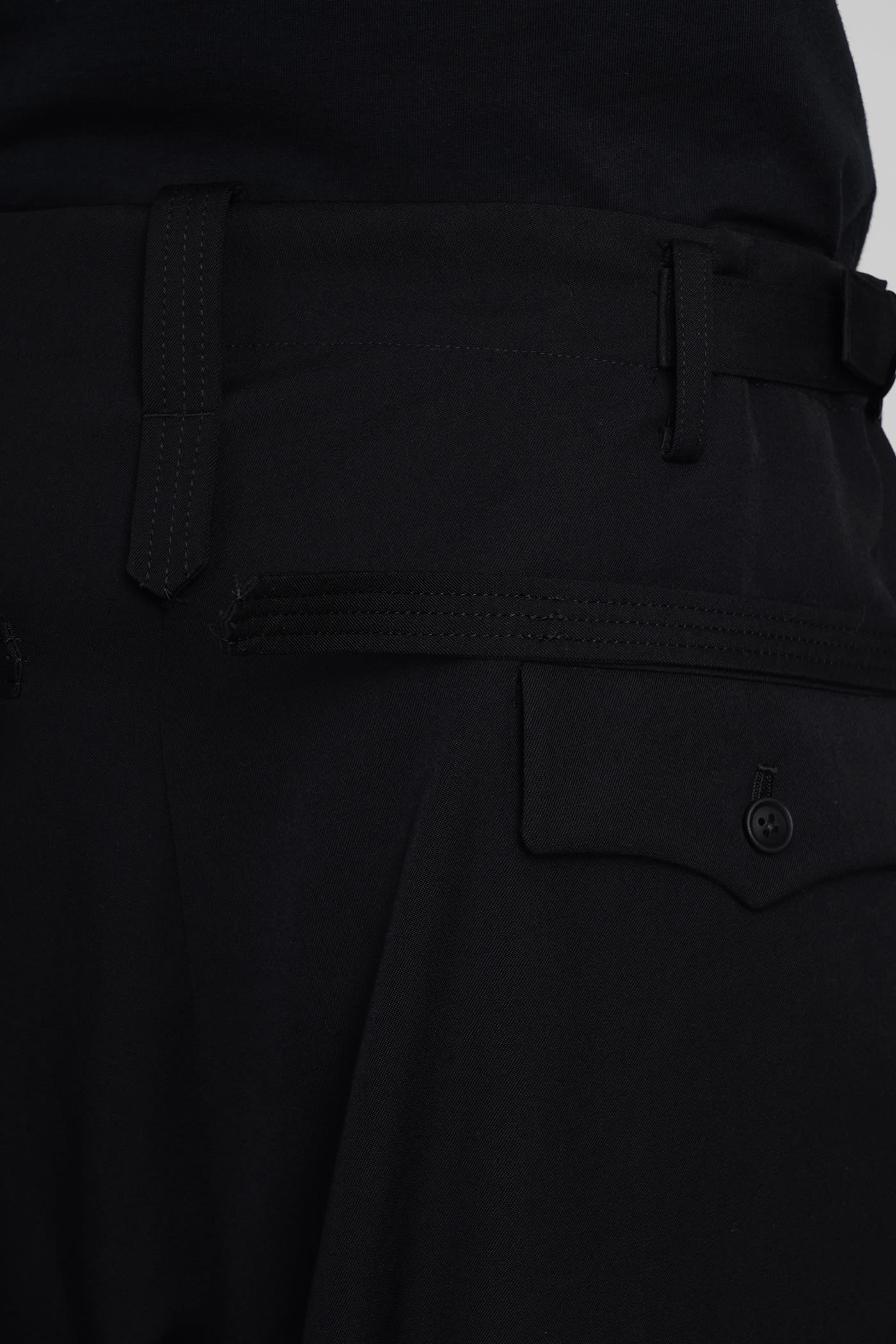 Shop Yohji Yamamoto Pants In Black Wool