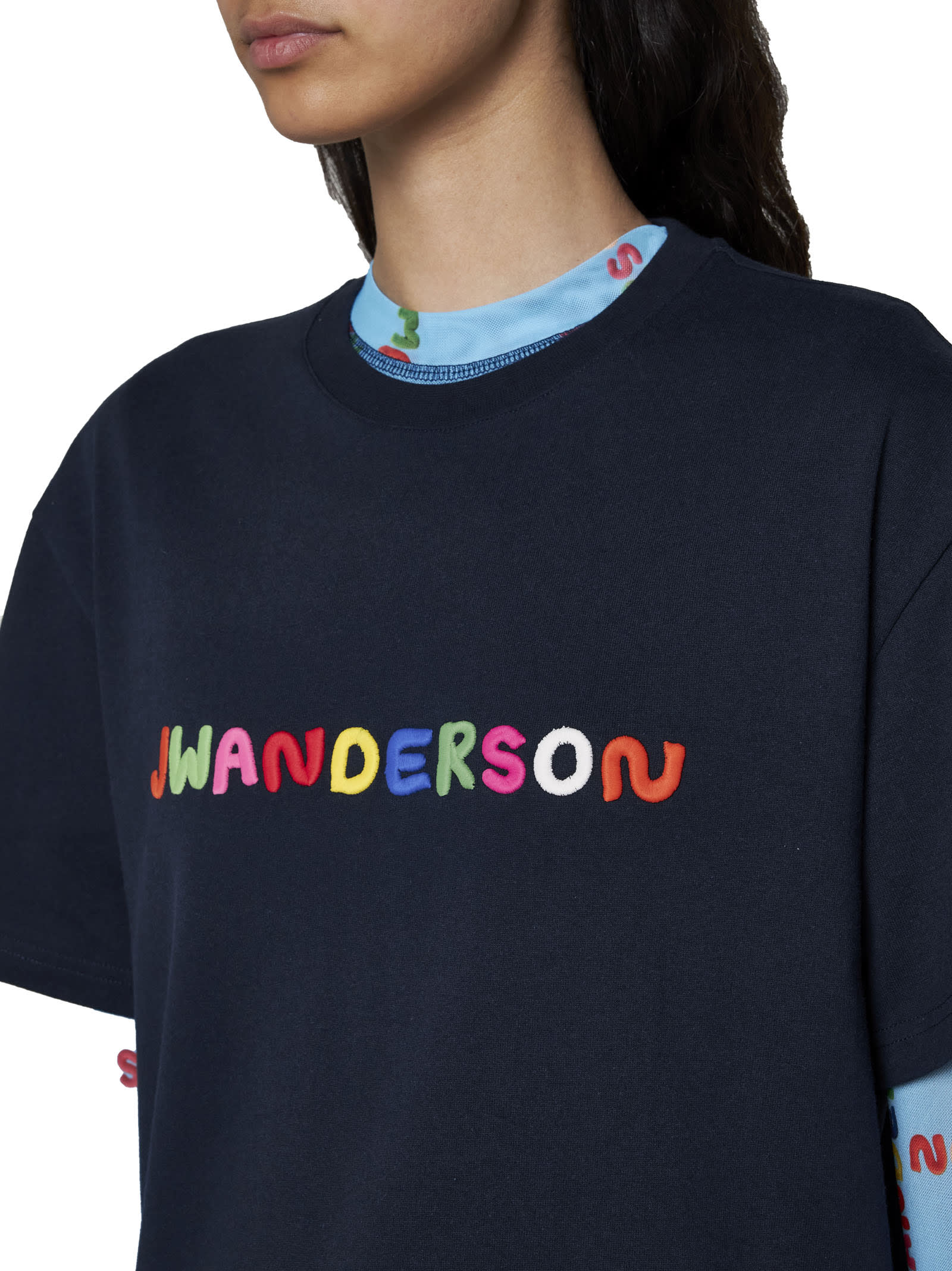 Shop Jw Anderson T-shirt In Navy